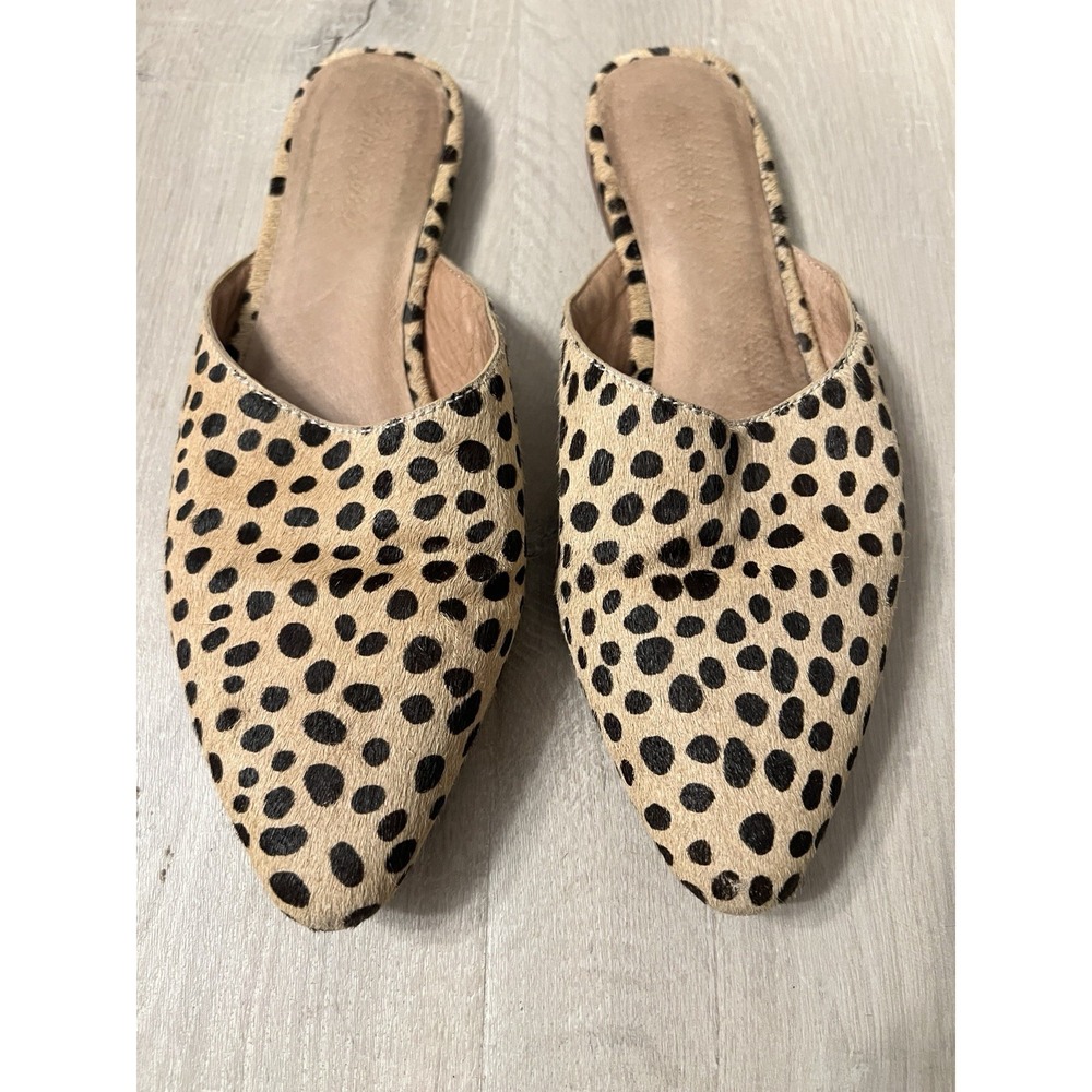 Madewell Remi Mule in Leopard Calf Hair Flats Size 9